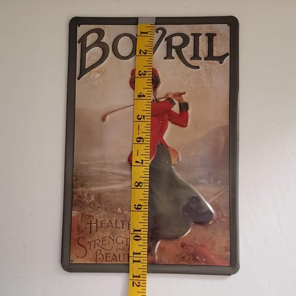 New VINTAGE Sturdy Metal Tin Sign Europe Woman Playing Golf BOVRIL - Picture 7 of 12